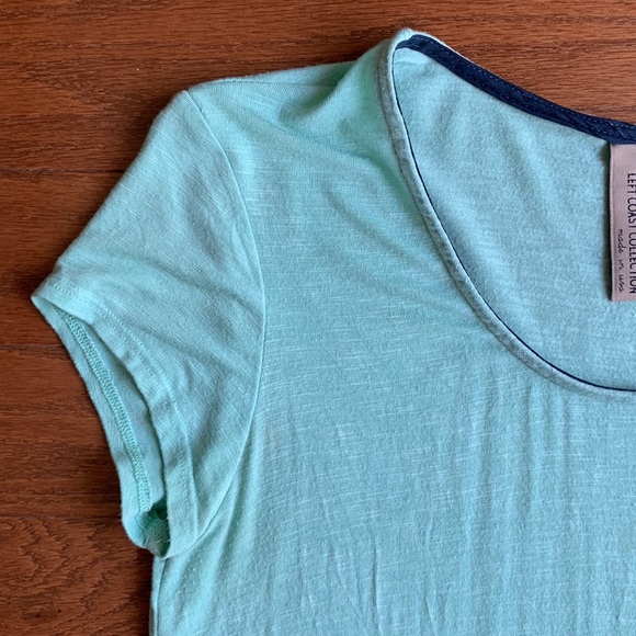 Dolan Scoop Neck Longline Mint Green & Navy Short Sleeve Tee Size Small - Picture 6 of 11